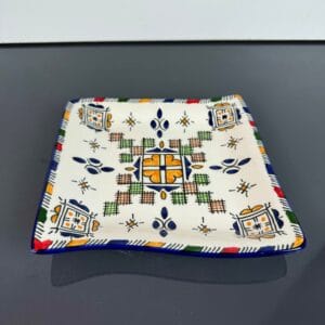 Handcrafted Moroccan Ceramic Plate - Square with Geometric Motifs