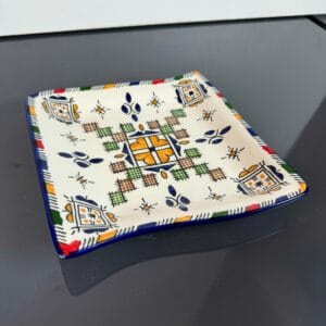 Handcrafted Moroccan Ceramic Plate - Square with Geometric Motifs