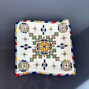 Handcrafted Moroccan Ceramic Plate - Square with Geometric Motifs