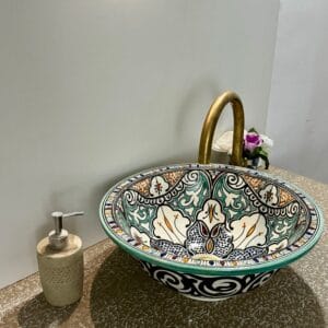 Handcrafted Moroccan Ceramic Sink - Floral Design