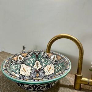 Handcrafted Moroccan Ceramic Sink - Floral Design