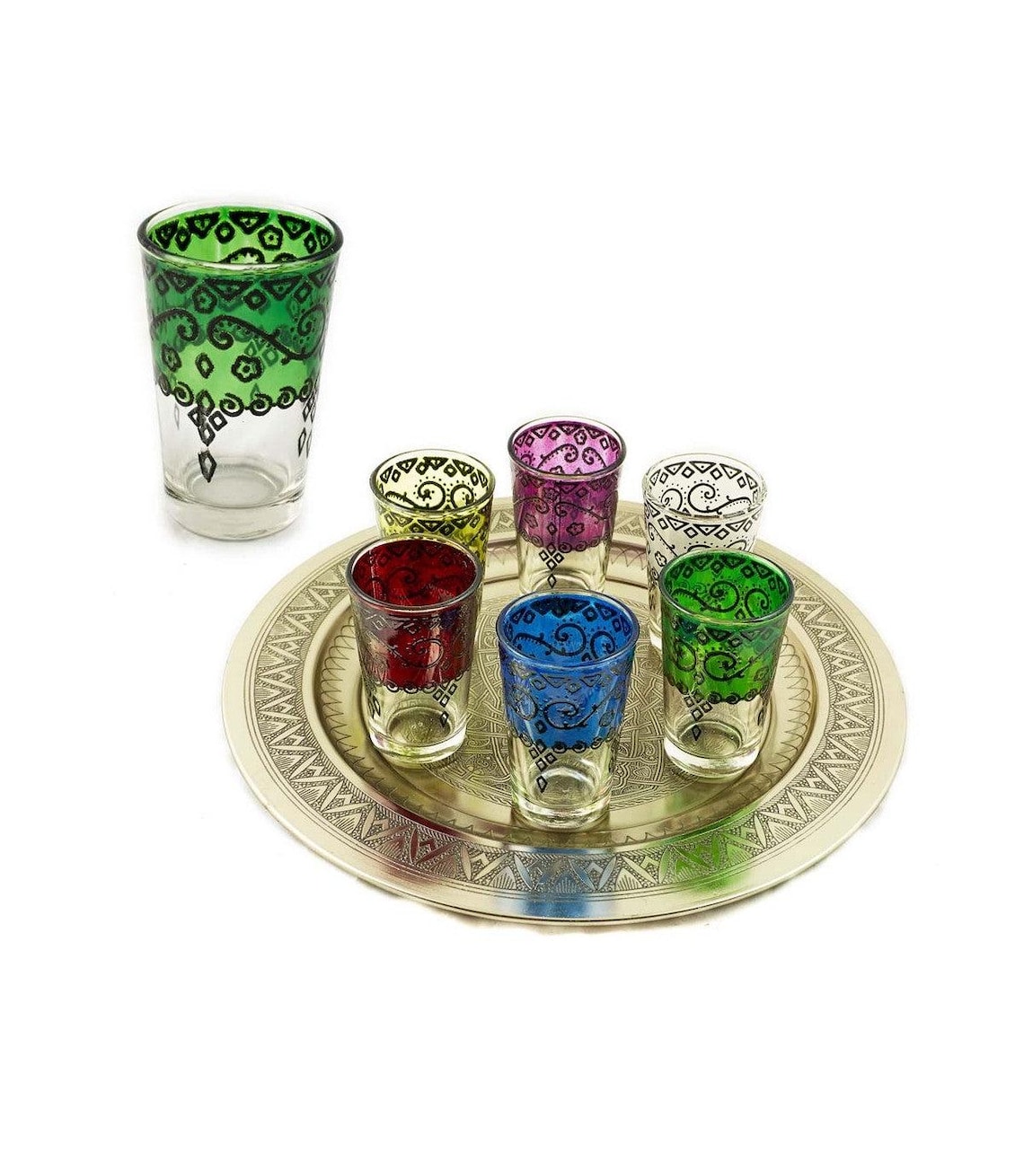 Elegant Set of 6 Moroccan Tea Glasses – ASHAR Model