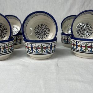 Beautiful soup bowl made of Moroccan ceramic Fes, white clay, 13 cm (handmade)