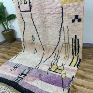 Handmade Abstract Pastel Wool Rug with Modern Art Design