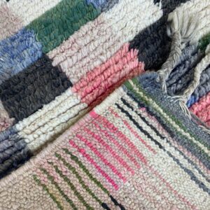 Handwoven Multicolor Striped Textured Rug with Tassels