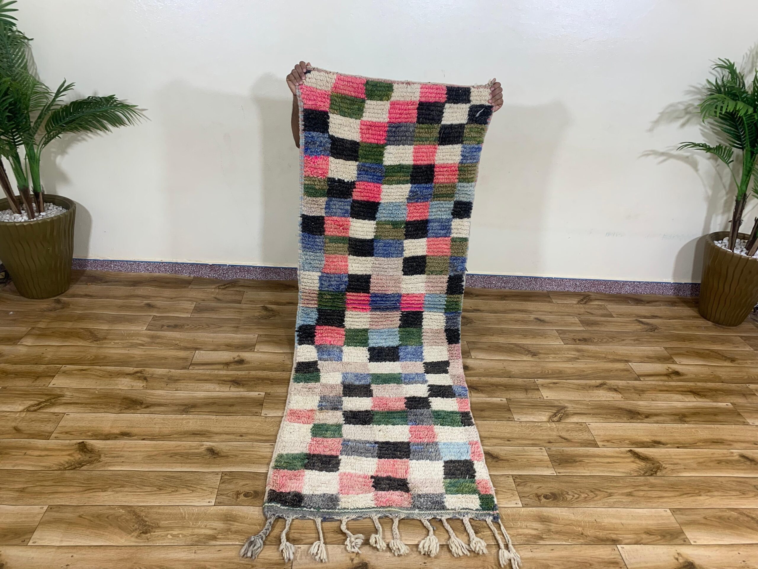 Handwoven Multicolor Striped Textured Rug with Tassels - Image 3