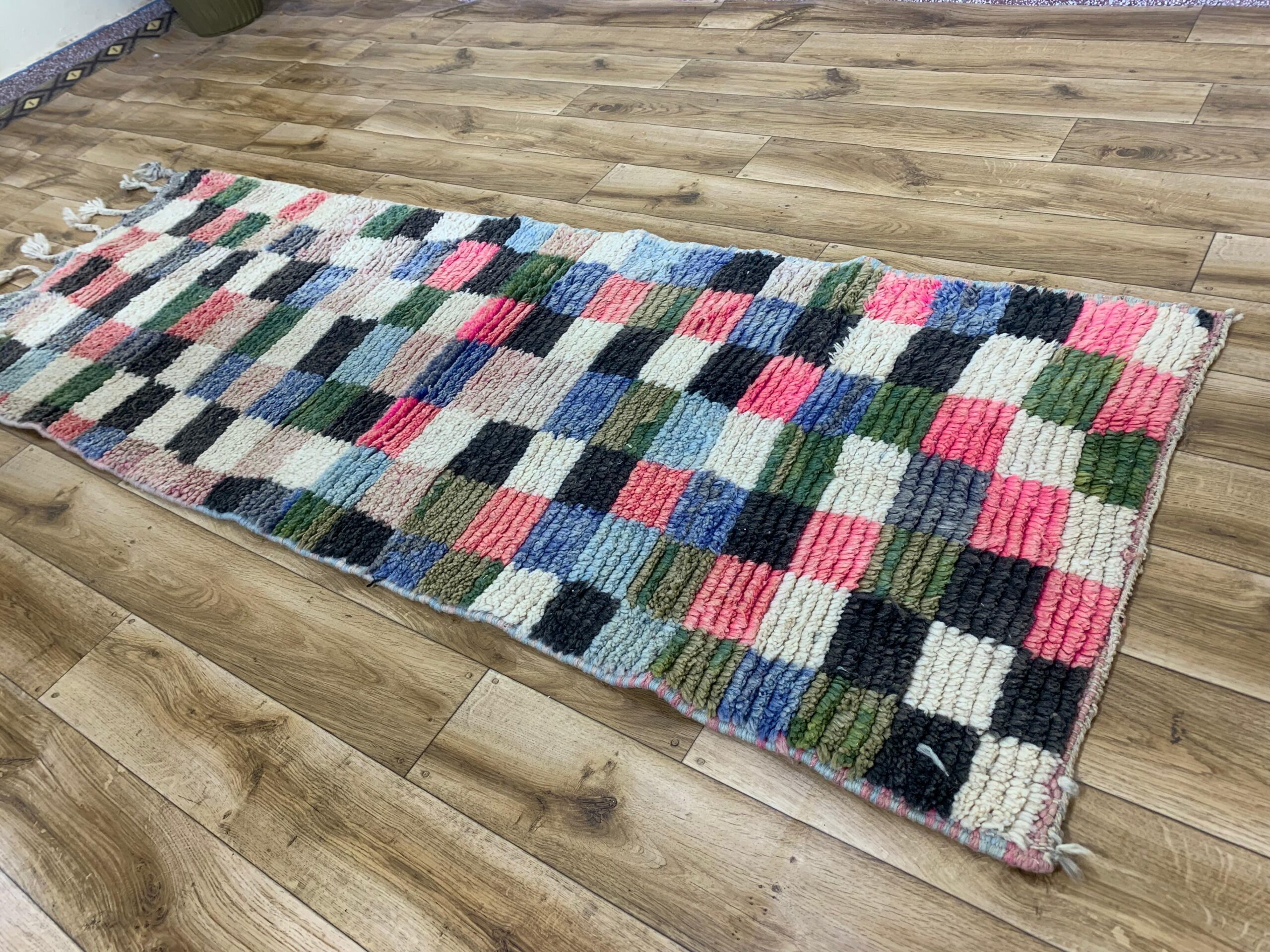 Handwoven Multicolor Striped Textured Rug with Tassels - Image 8