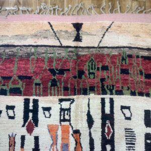 Abstract Geometric Handwoven Wool Rug with Fringe