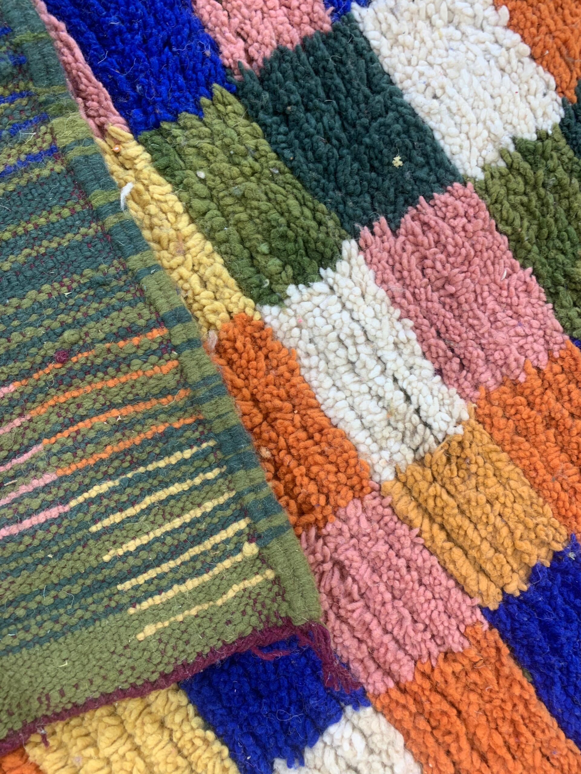Multicolor Patchwork Handwoven Runner Rug with Fringe - Image 5