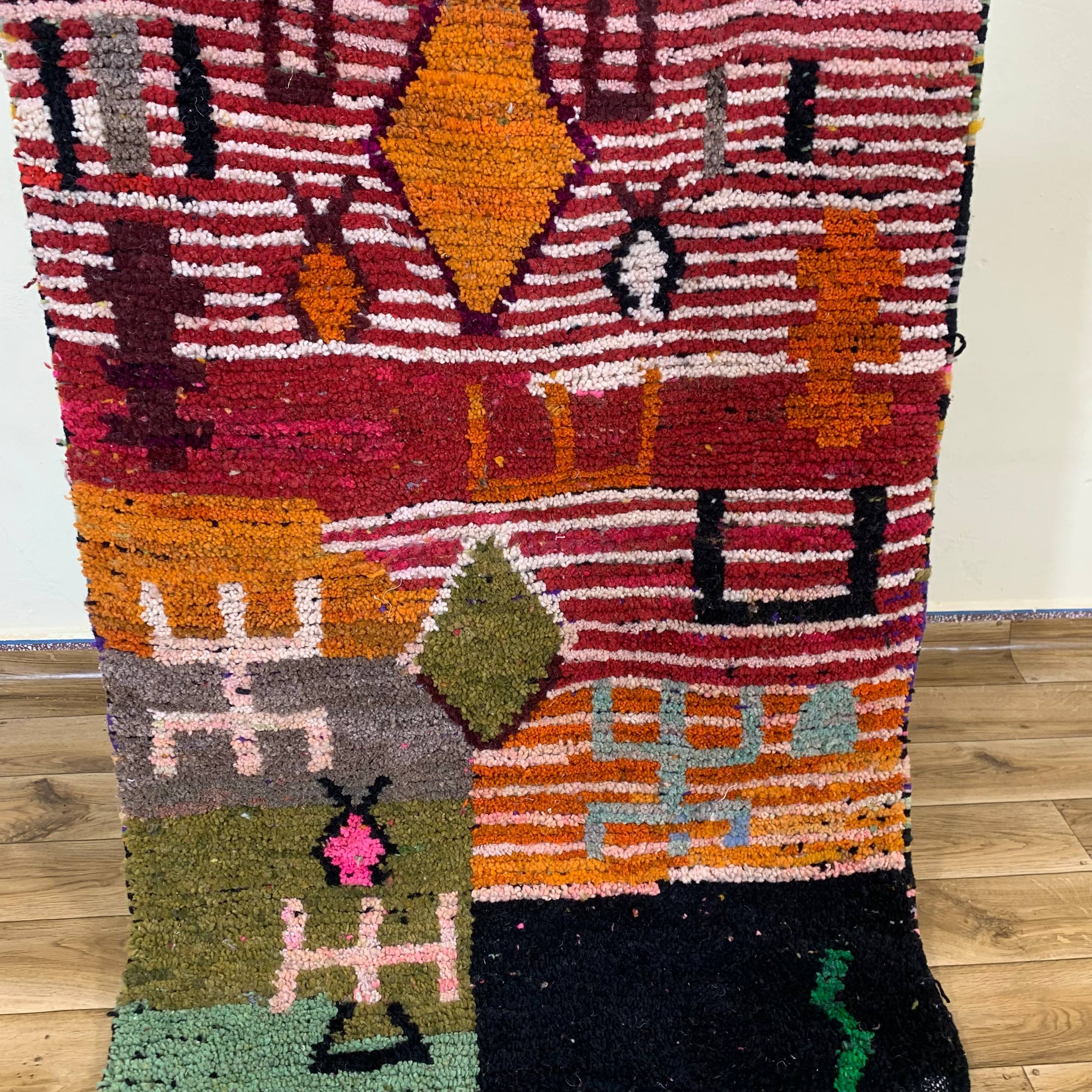 Handcrafted Multicolor Geometric Textured Rug