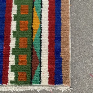 Multicolor Geometric Tribal Runner Rug with Fringe