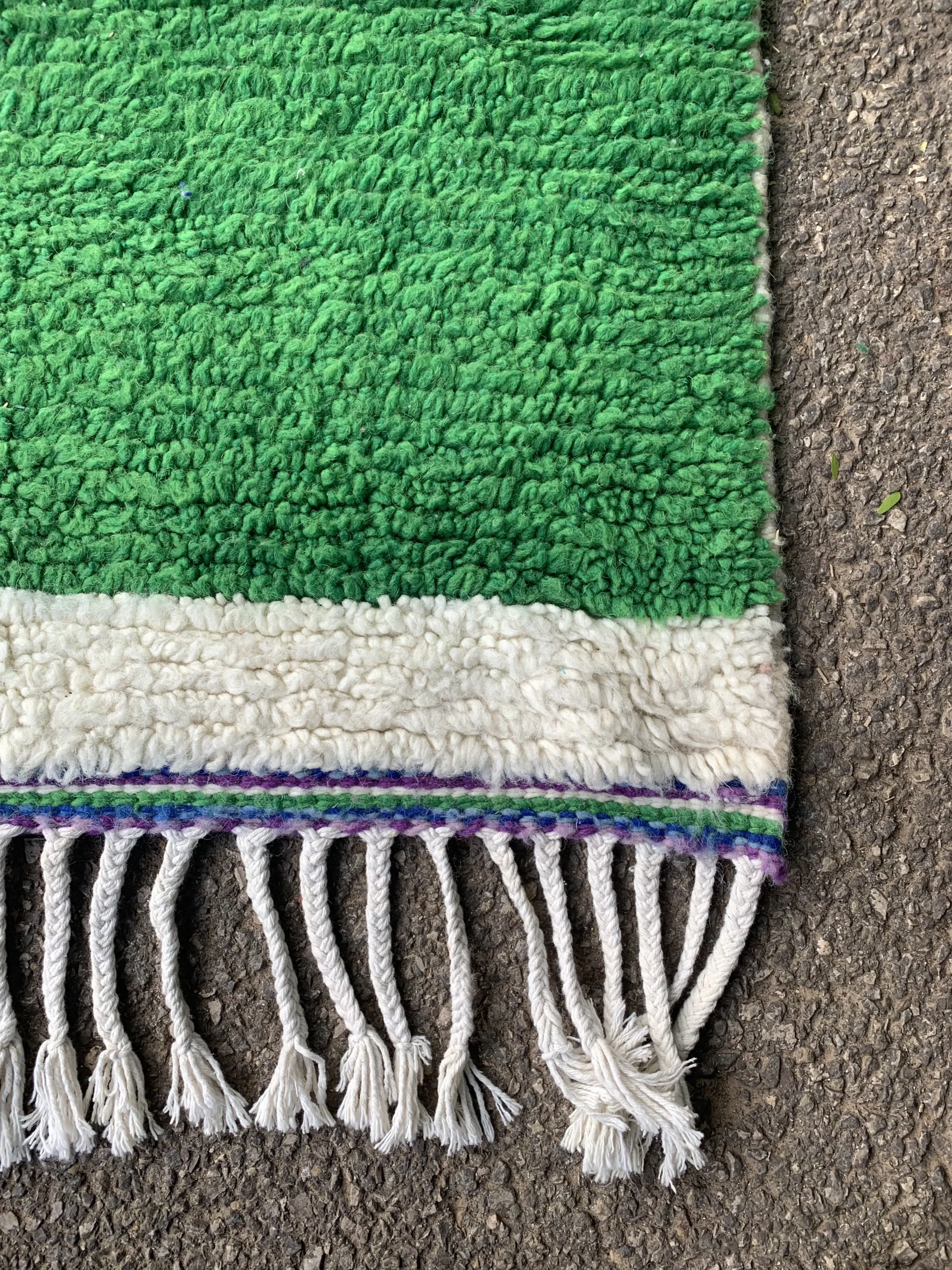 Color Block Handwoven-Style Wool Rug with Fringe - Image 3