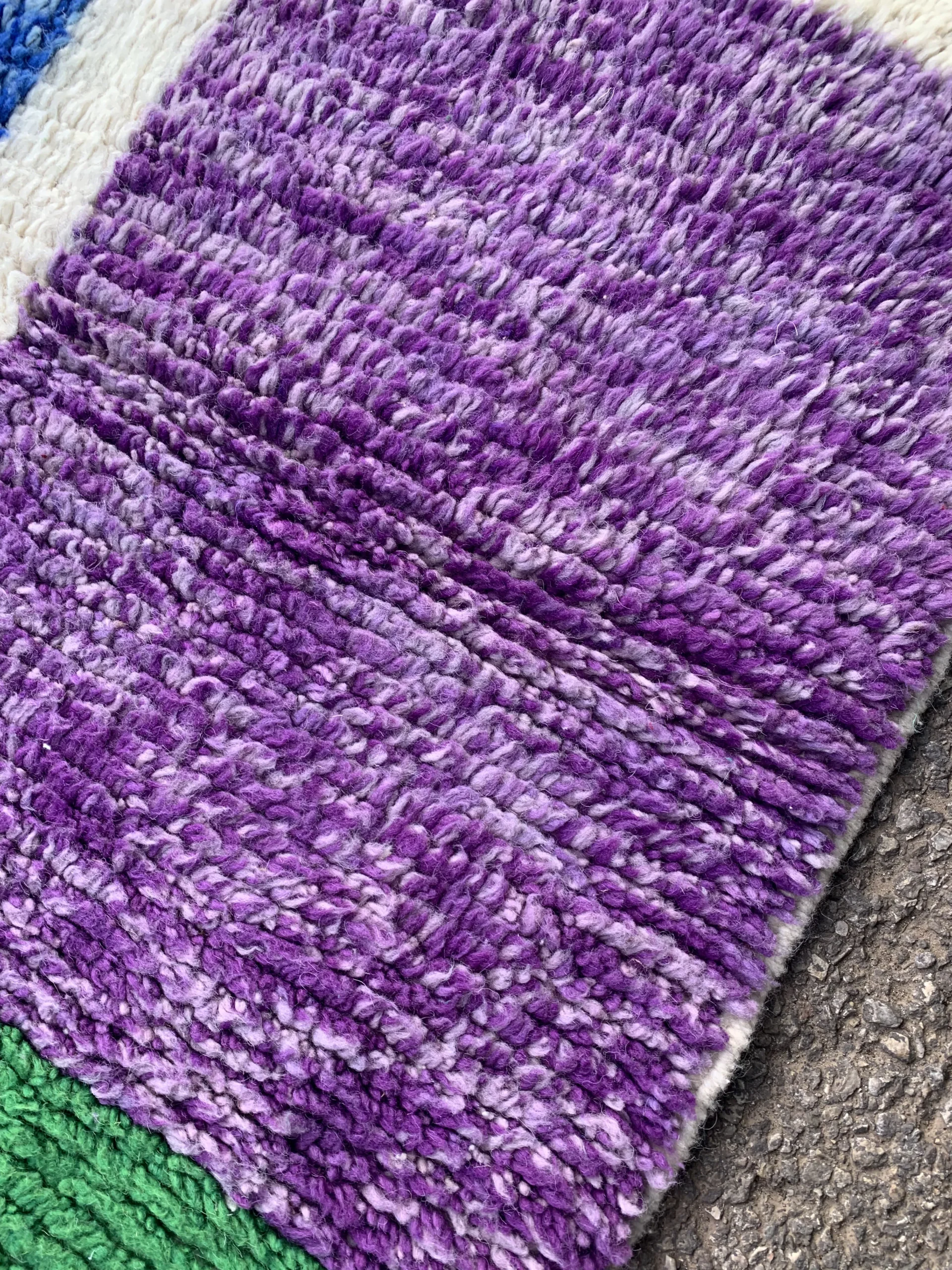 Color Block Handwoven-Style Wool Rug with Fringe - Image 5