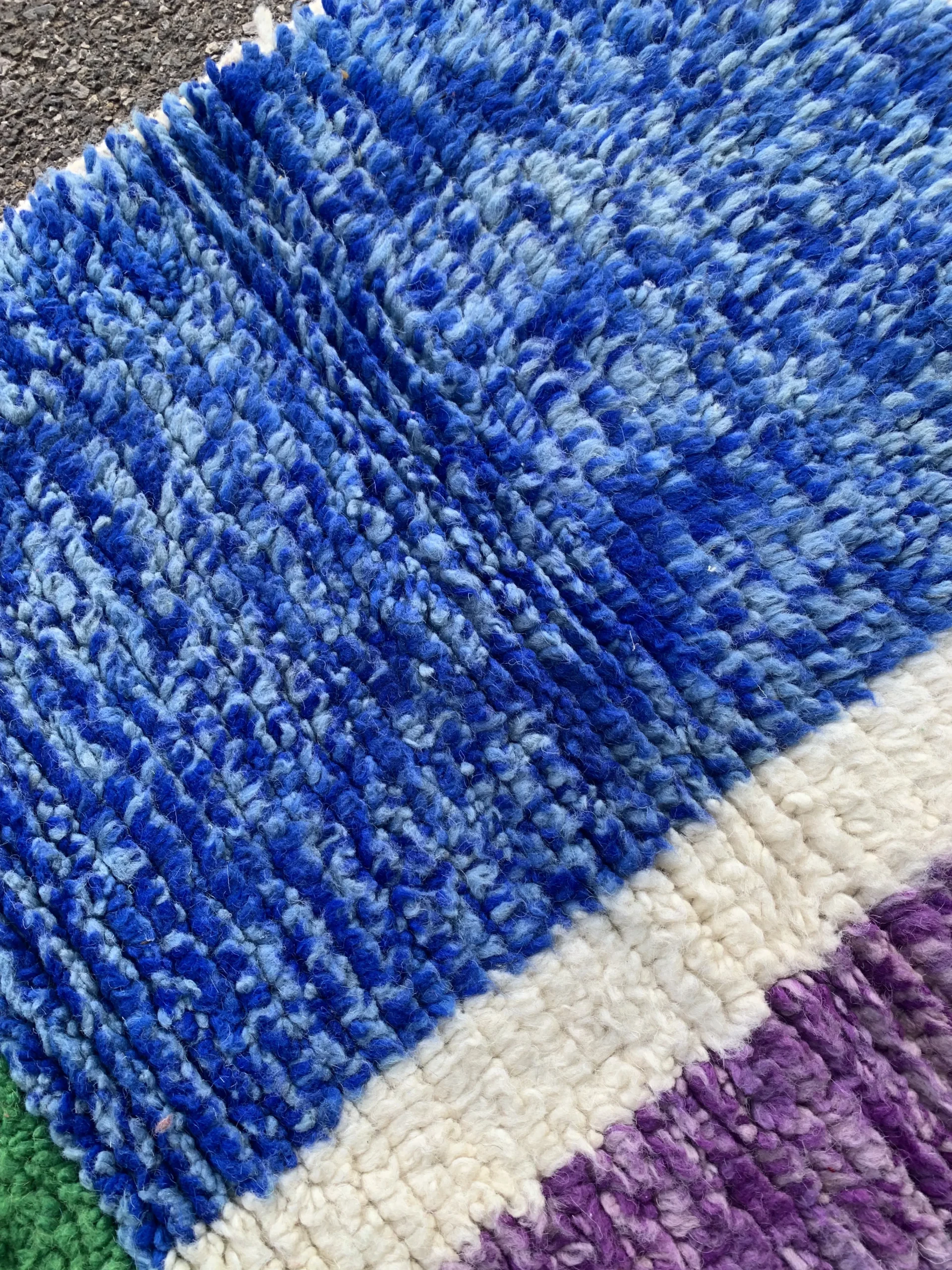 Color Block Handwoven-Style Wool Rug with Fringe - Image 6