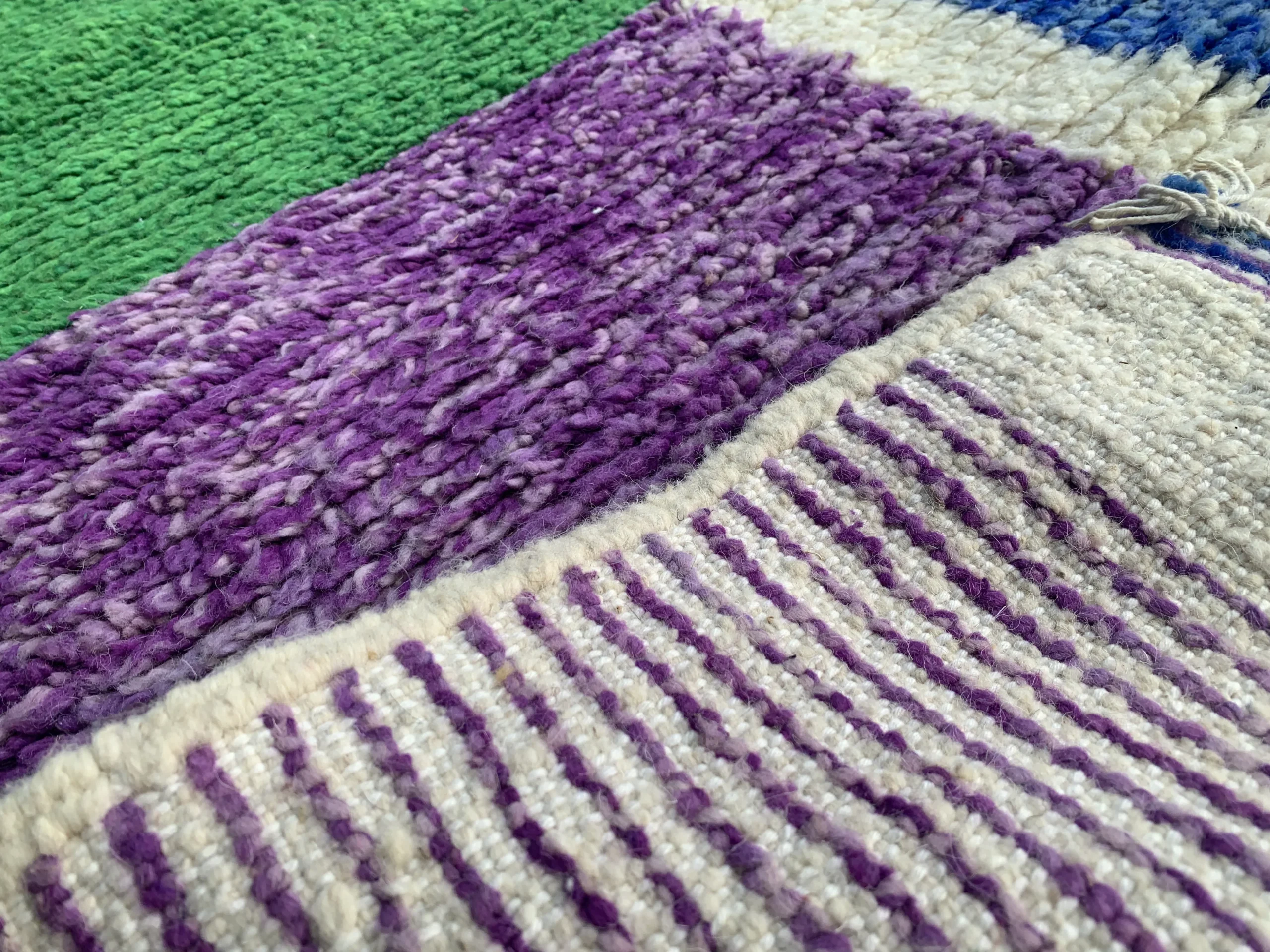 Color Block Handwoven-Style Wool Rug with Fringe - Image 7