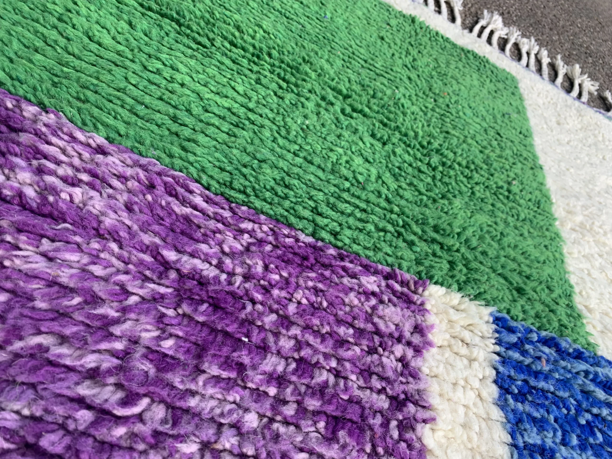 Color Block Handwoven-Style Wool Rug with Fringe - Image 8