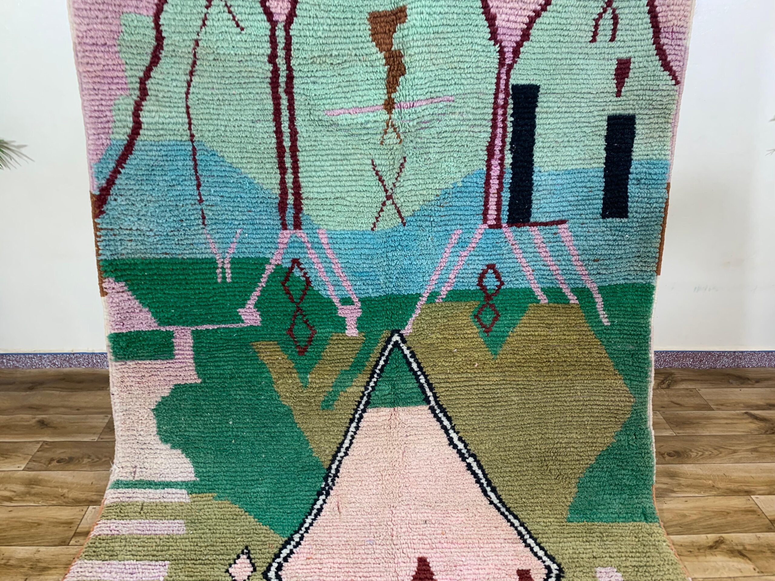 Abstract Geometric Pastel Handwoven Rug - Image 3