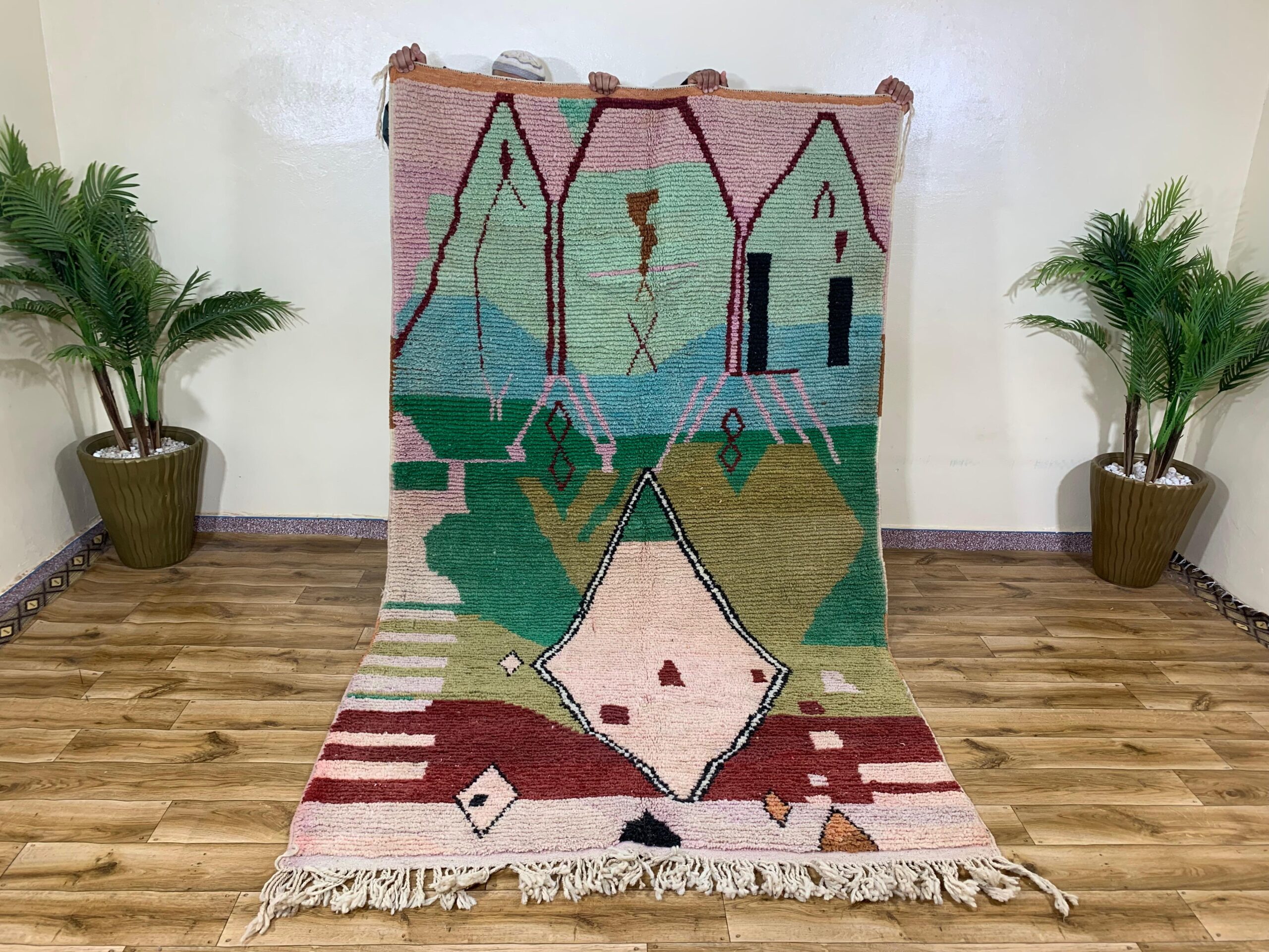 Abstract Geometric Pastel Handwoven Rug - Image 4