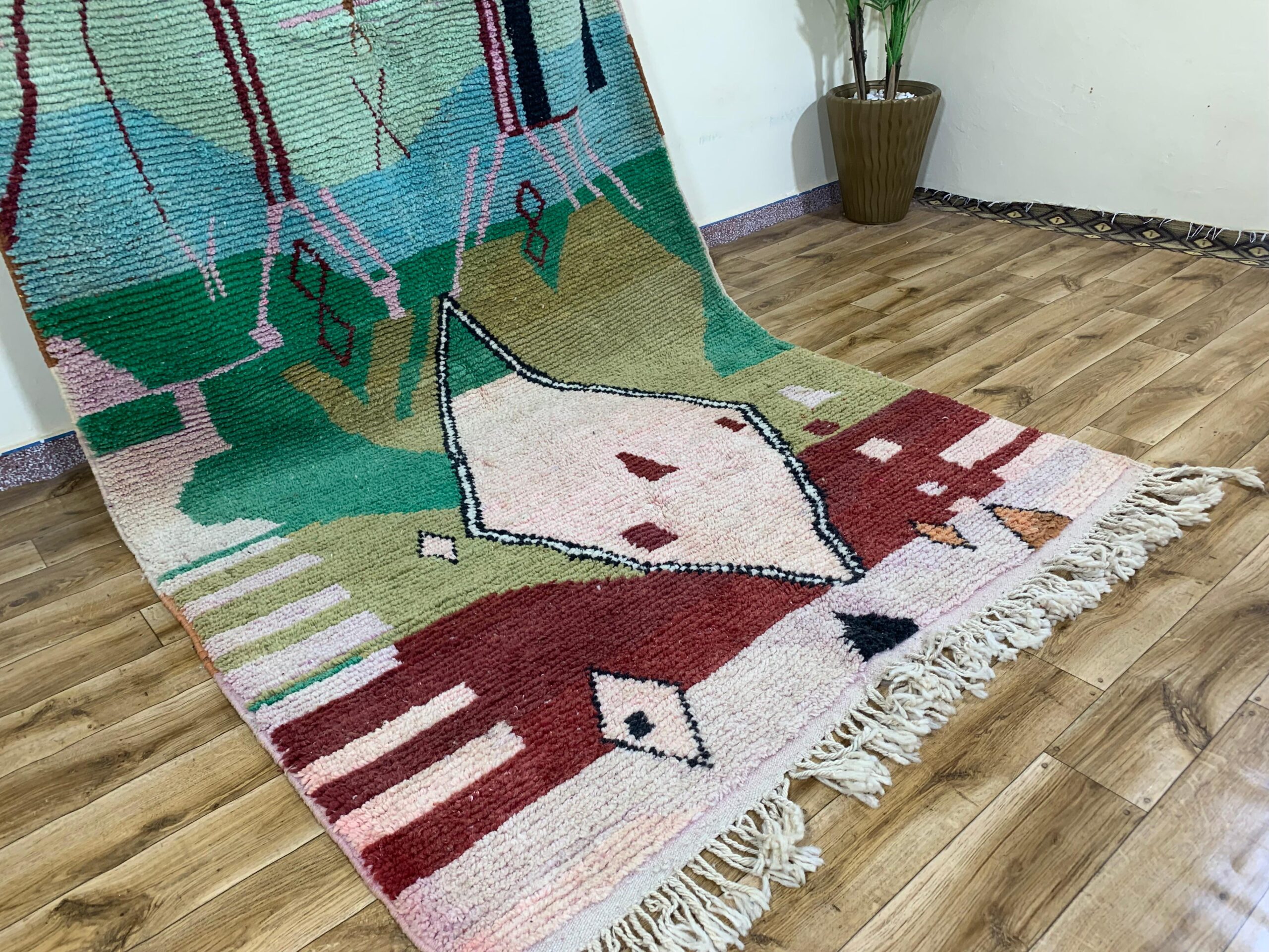 Abstract Geometric Pastel Handwoven Rug - Image 6