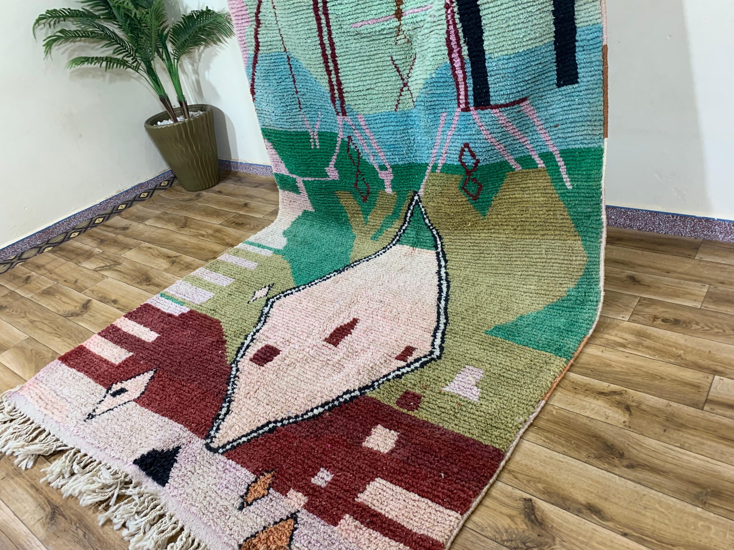 Abstract Geometric Pastel Handwoven Rug - Image 7