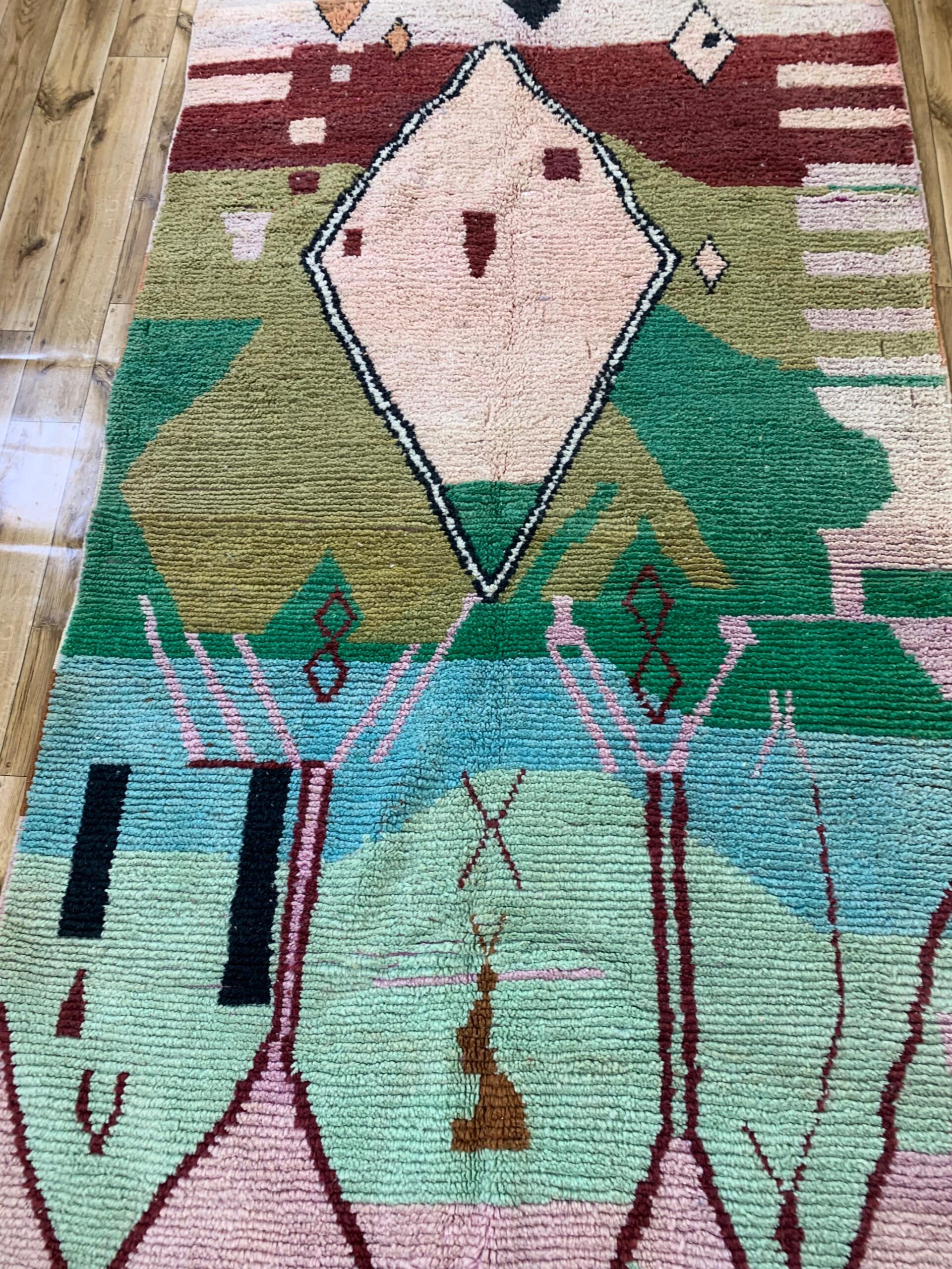 Abstract Geometric Pastel Handwoven Rug - Image 9