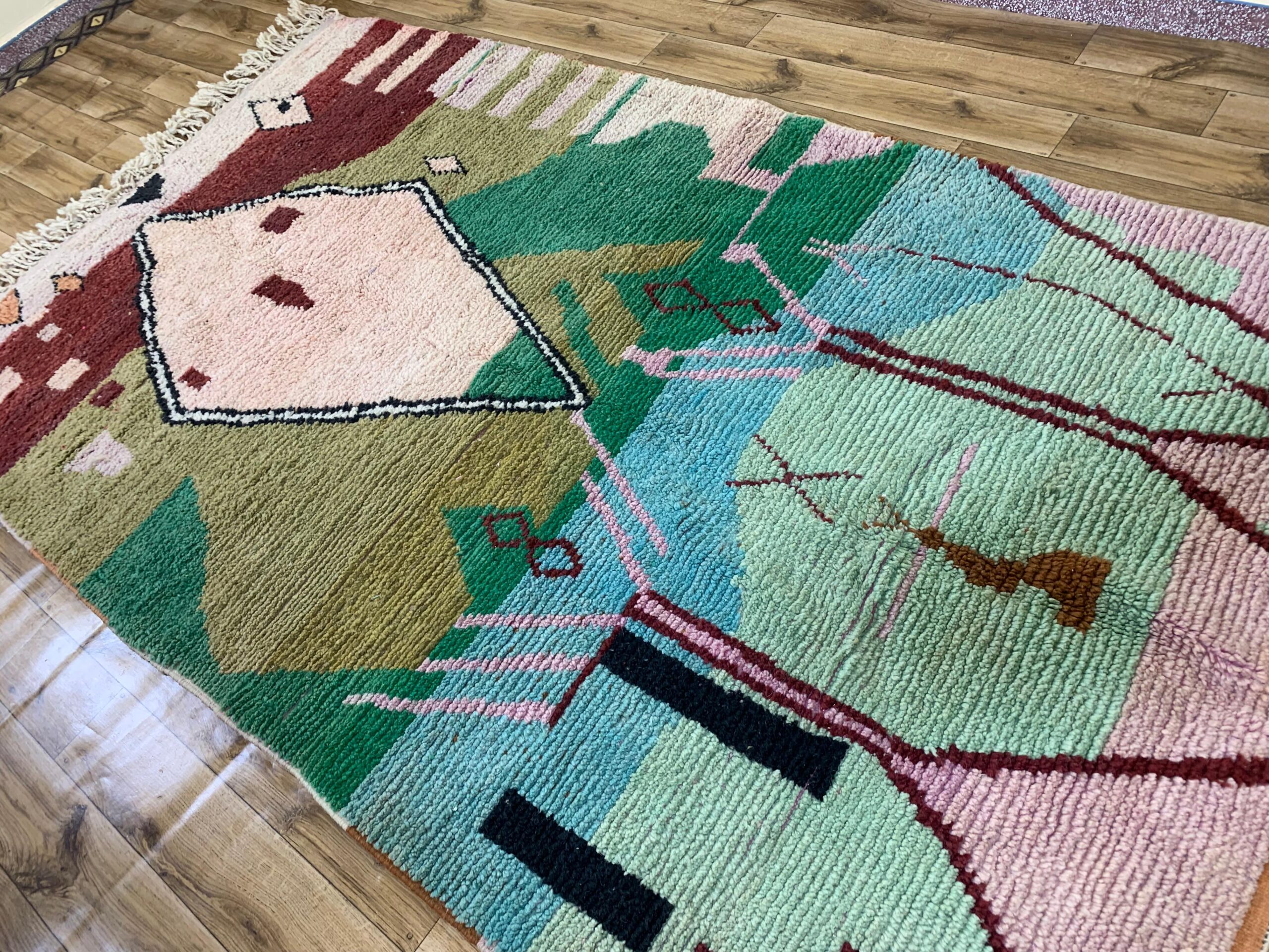 Abstract Geometric Pastel Handwoven Rug - Image 10