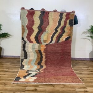Abstract Wavy Stripe Earth-Tone Rug