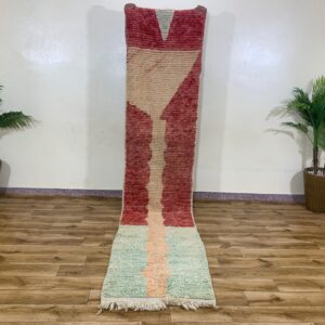 Abstract Geometric Runner Rug in Terracotta, Beige & Mint