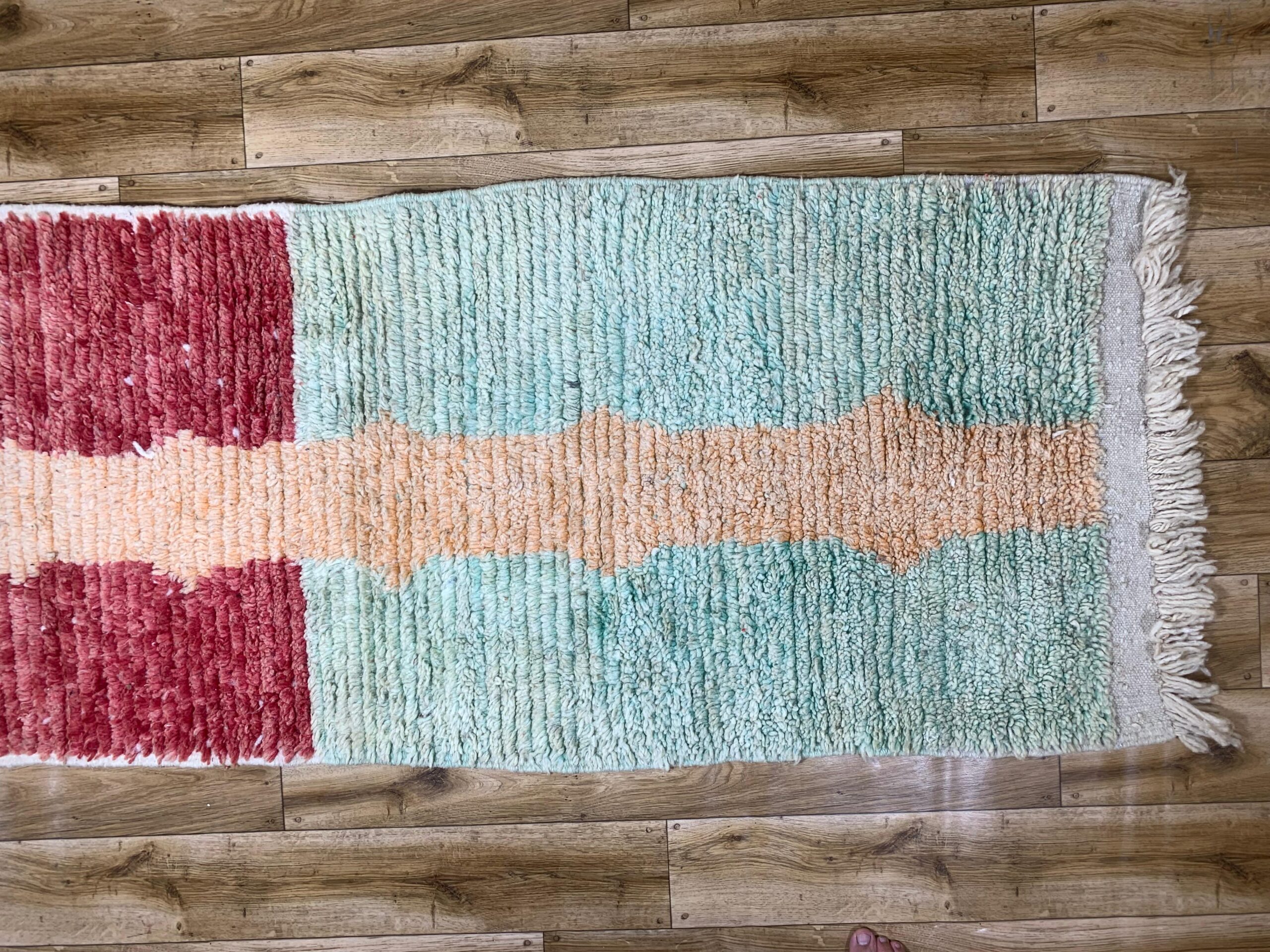 Abstract Geometric Runner Rug in Terracotta, Beige & Mint - Image 3