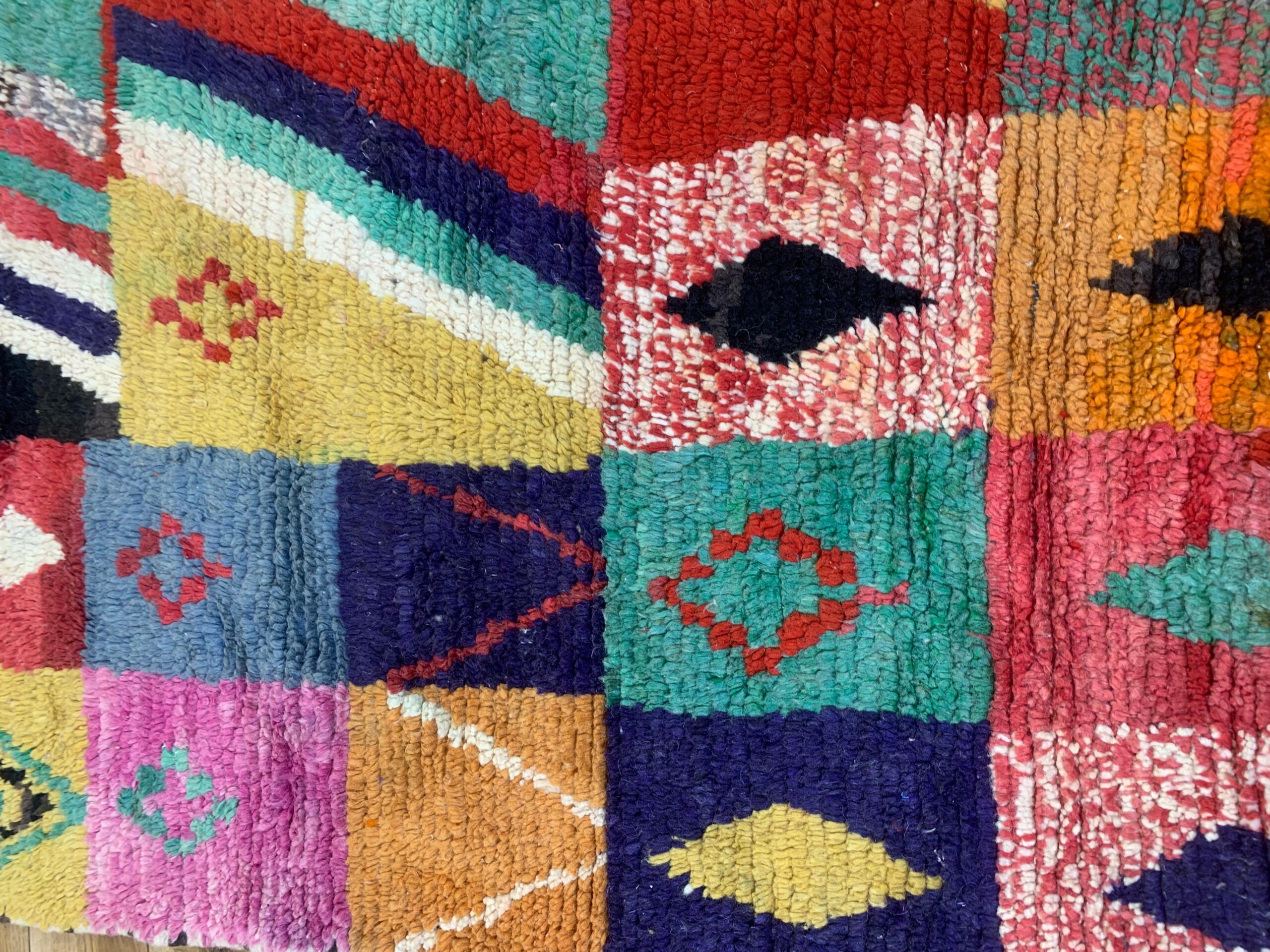 Multicolor Patchwork Geometric Shag Rug with Fringe - Image 4