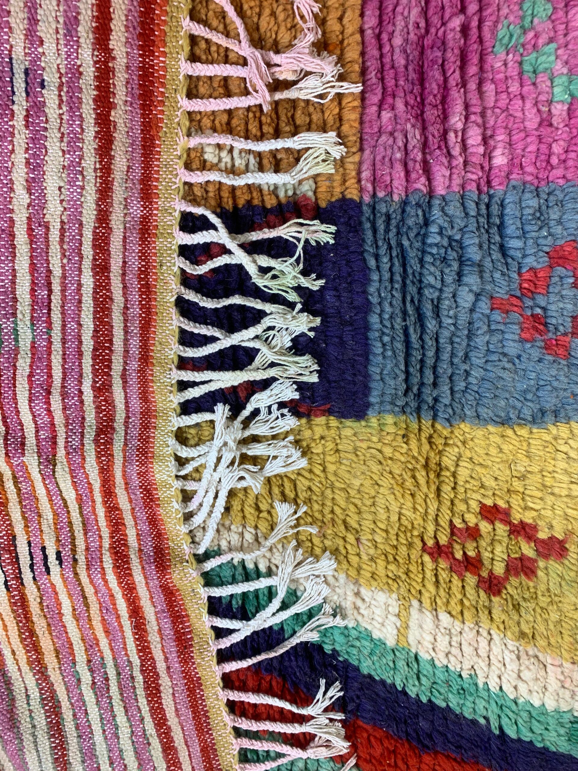 Multicolor Patchwork Geometric Shag Rug with Fringe - Image 8