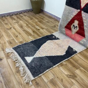 Handwoven Geometric Runner Rug with Fringe