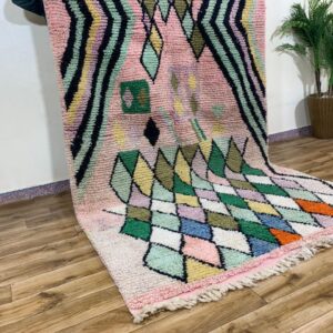 Pastel Geometric Tufted Rug with Fringe