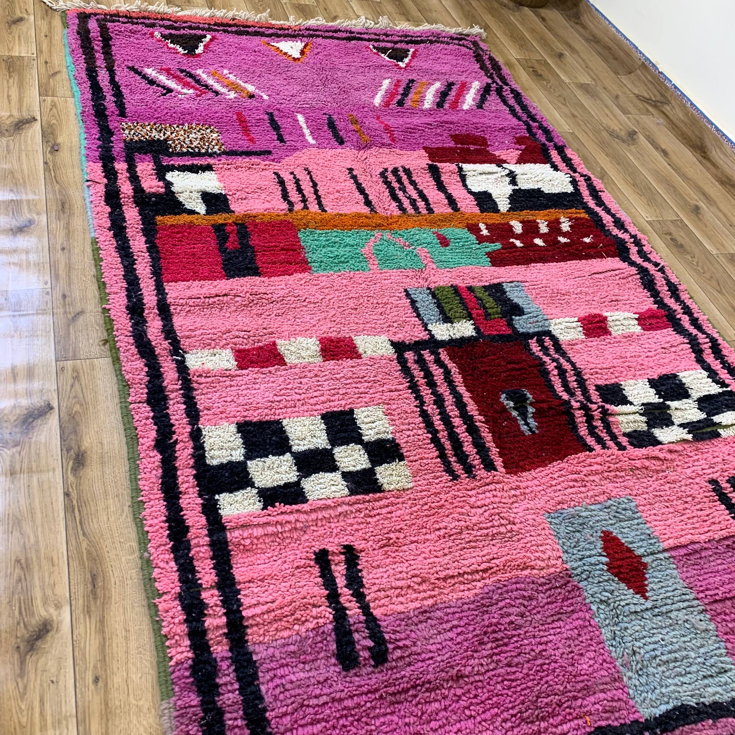 Pink Abstract Geometric Shag Rug